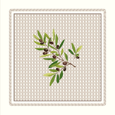 Provence print fabric tea towel (Nyons. raw) - Click Image to Close